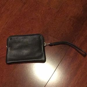 Black leather wristlet